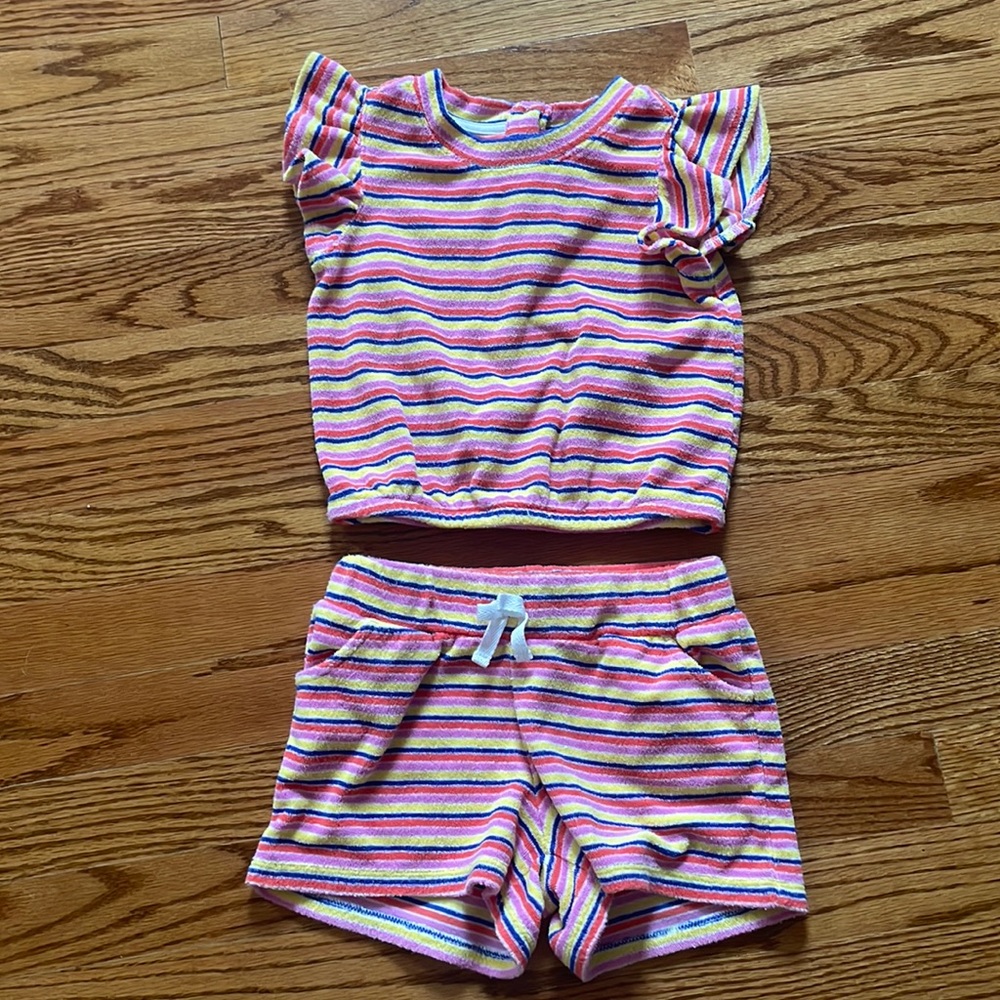 Janie and Jack 4T girls terry cloth shorts set